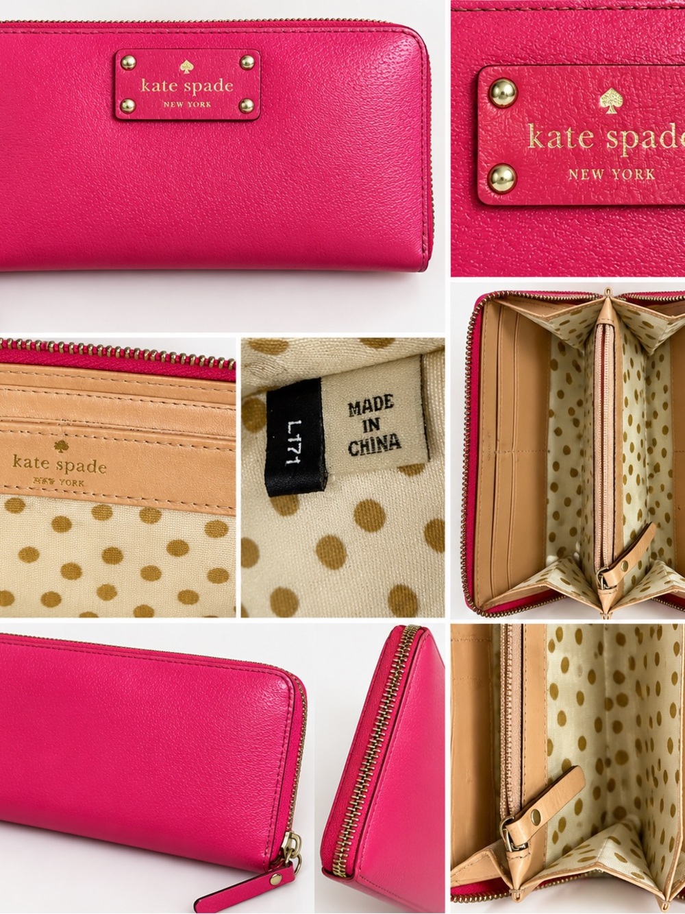 Kate Spade New York Pink Leather Zip-Around Continental Wallet